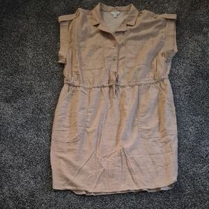 Time and Tru Tan Mini Shirt Dress